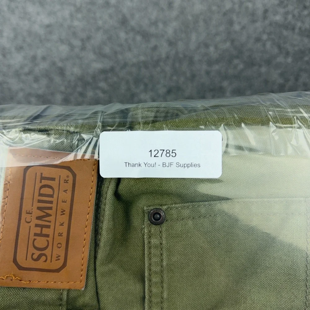CE Schmidt Pants Mens 38x32 Green Flannel Lined Carpenter Relaxed Fit Work Jeans